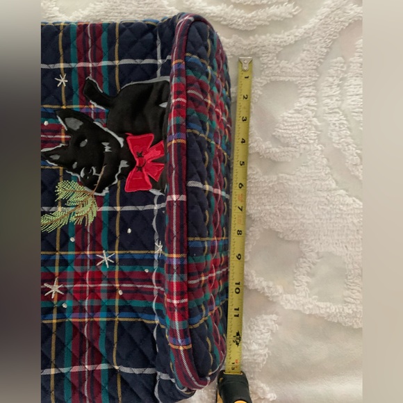NWT Vera Bradley Tote: Blue/Red Quilted Plaid Fabric, Black Velvet Dog 15x11x6in - Picture 13 of 14